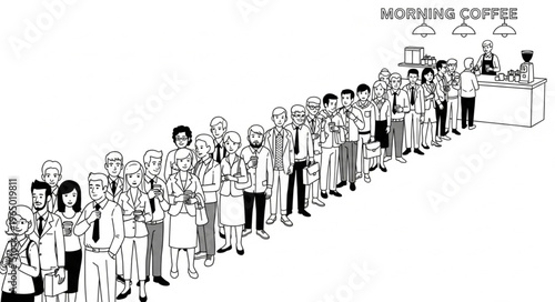 A Long Line of People Waiting Patiently in a Queue.