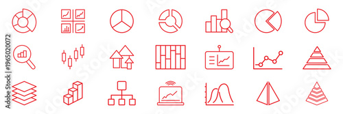diagram line icon set. Data analytics line icons. Data, analysis, optimization, processing, mining, technology, monitoring icon set. Editable stroke, progress, growth, efficiency. 