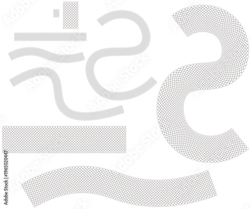 龍の鱗・魚・爬虫類の鱗のパターン・テクスチャ線画デザインセット