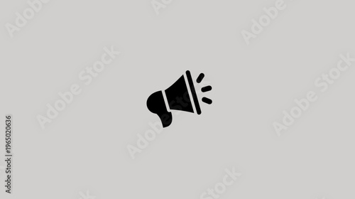A grayscale icon of a megaphone, with sound waves emanating from the open end on a light background