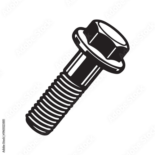 a flanged hex bolt, a type of fastener that features a hexagonal head with a built in circular flange underneath, acting as an integrated washer to distribute load