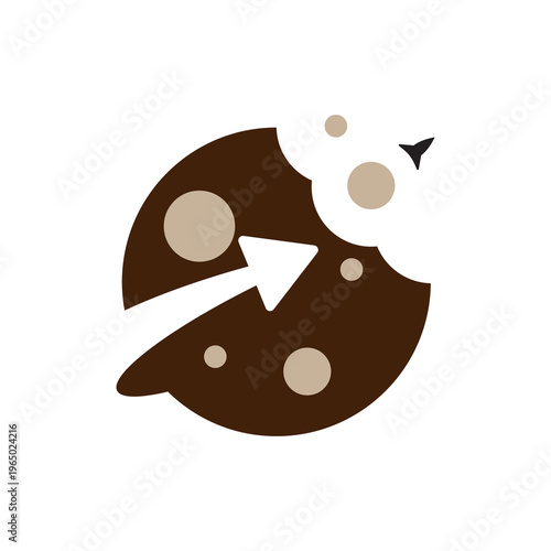 Cookies bitten arrow logo design vector template. Cookies brand design icon