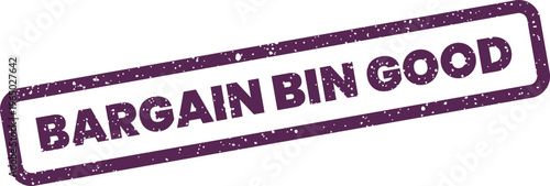Foto Grunge style rectangular stamp graphic showing the phrase bargain bin good for q