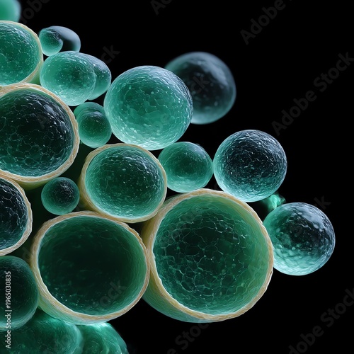 Microscopic view of cells and organic structures.