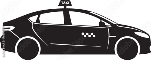Black taxi car vector, taxi cab icon, transportation symbol, vehicle illustration