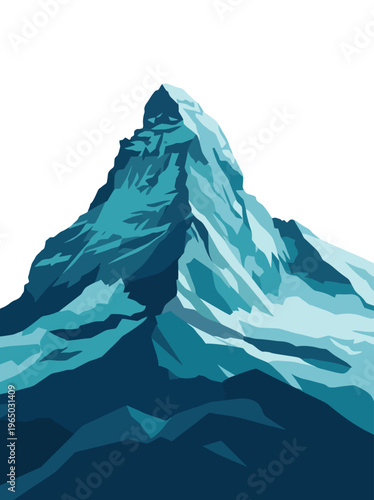 Majestic Snow-Capped Mountain Peak Illustration
