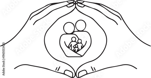 A family protected by hands