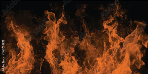 A vibrant and intense digital representation of flickering fire flames against a dark background.