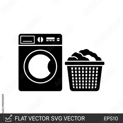 Washing Machine and Laundry Basket Icon Set