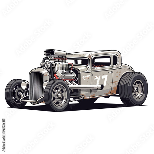 Vintage Hot Rod Coupe with Powerful Engine and Custom Wheels