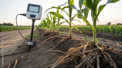 Advanced Microbiome Testing Device Near Plant Roots in Agricultural Field