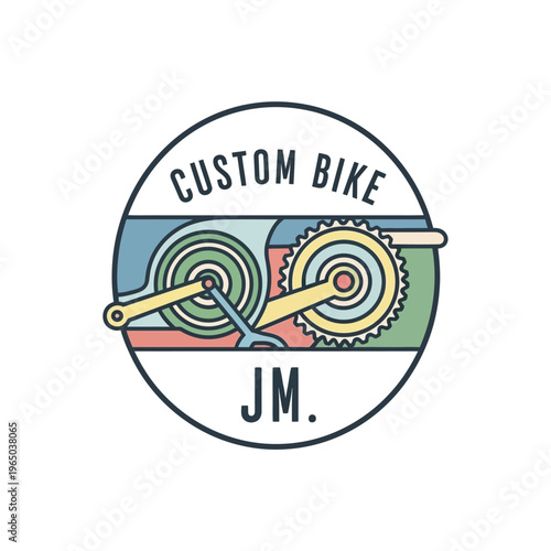 Custom Bike JM Logo - Bicycle Crankset Gear Mechanism Emblem