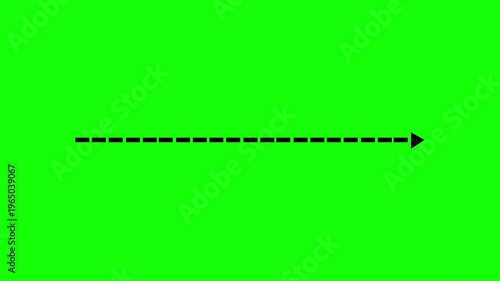 Moving Dashed Line Arrow Direction Animation on Green Screen