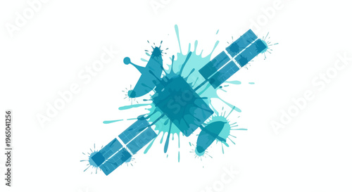 Abstract Blue Satellite Splash - Space Communication Technology Concept