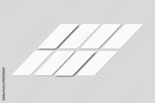 Vertical rounded rectangle story mockup set with soft shadows on neutral background. Minimal template for social media posts, mobile UI design, advertising, stories feed and branding presentation