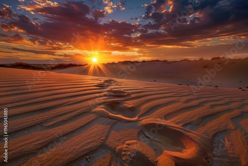 Desert with footprints landscape outdoors horizon.