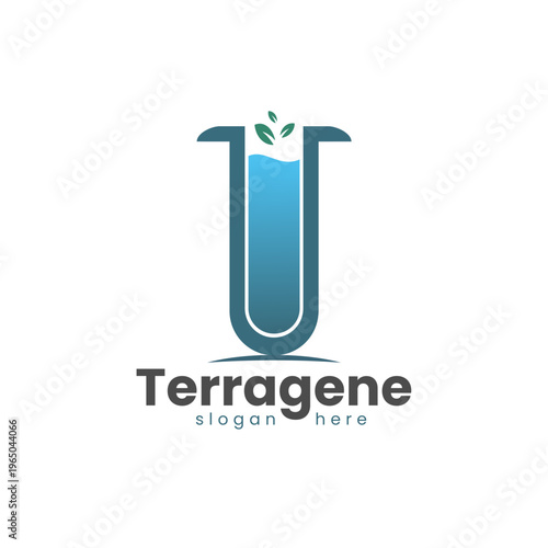 Modern Minimalist Letter U Initial Laboratory Test Tube Logo Design