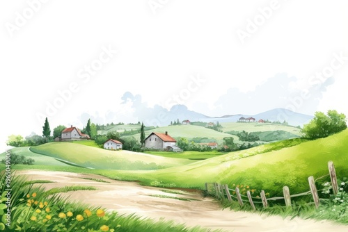 Farm countryside landscape grassland.