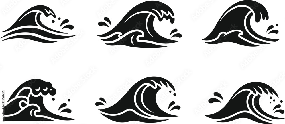 Fototapeta premium set of ocean wave icons vector illustration