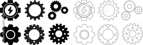 Metal gears and cogs vector. setting icon Gear icon flat design. Mechanism wheels logo. Cogwheel concept industrial mechanism Black gear combination