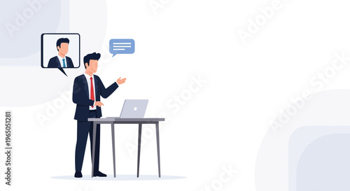 Businessman in video call, online meeting, remote communication, business discussion