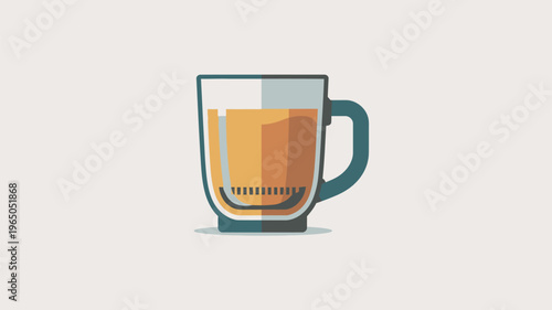 A colorful flat design illustration of a glass mug filled with golden amber beer and a foamy white head, presented on a light background.