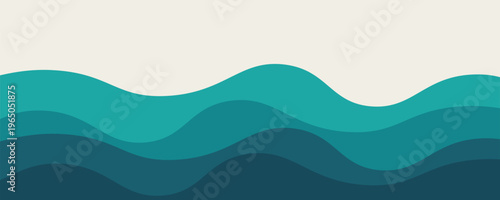 Sea waves layered vector background illustration and sea beach vector illustration.