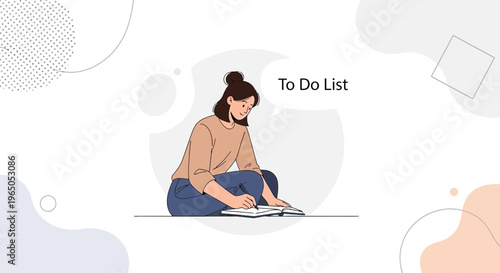 Young Woman Writing To Do List, Planning Tasks, Studying, Working From Home, Productivity Concept