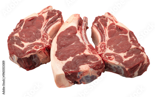 Raw lamb chops raw meat studio shot food isolated on a transparent background