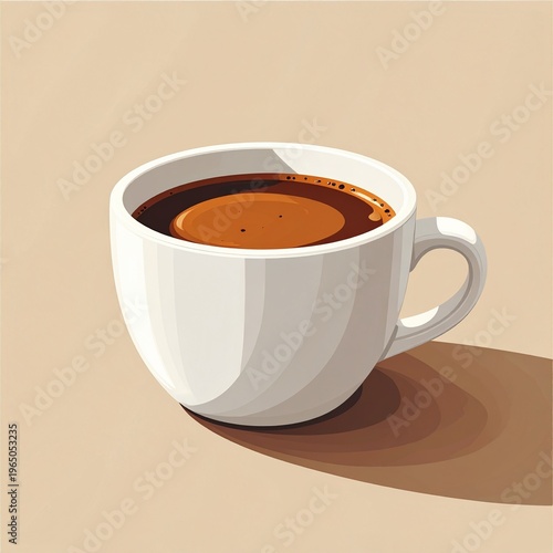 A warm, inviting mug of freshly brewed coffee, artfully presented on a minimalist, neutral background