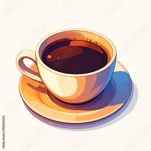 A Warm Cup of Dark Coffee on a Saucer, Bathed in Soft Sunlight, Evoking Comfort and a Moment of Relaxation