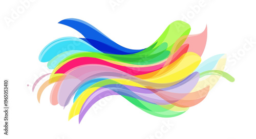 Abstract Colorful Swirls and Waves on White Background - Vibrant Motion