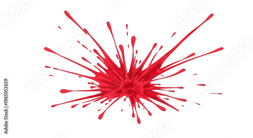 Vibrant Red Paint Splash Explosion on White Background, Dynamic Abstract Art
