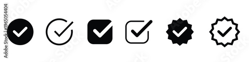 Collection of checkmark icons in various shapes and styles