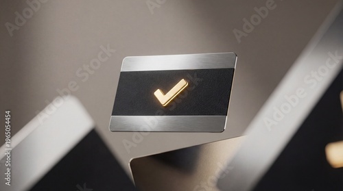Industrial metal object with illuminated light representing approval and endorsement in a professional context