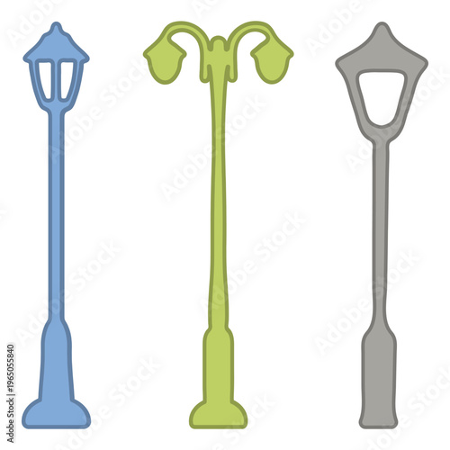 Three Decorative Street Lamp Illustration