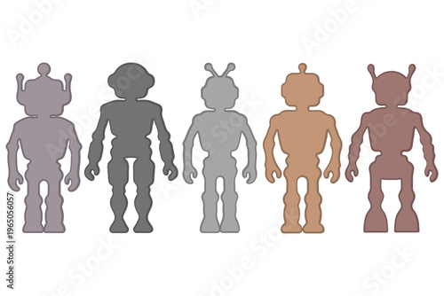 Five Colorful Robot Illustration Design