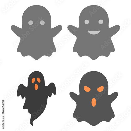 Four Ghost Illustration with Various Facial Expressions