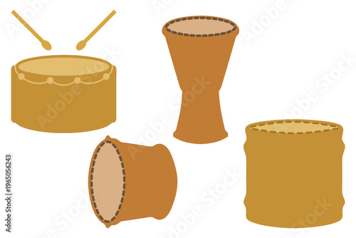 Percussion Drum Instruments in Various Type Illustration