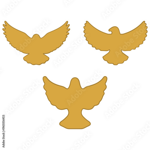 Three Golden Eagle Bird Illustration