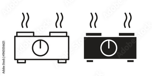 Electric hot plate icon in line design. editable stroke icon vector. EPS10