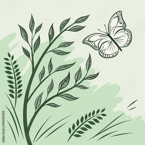 hand painted watercolor green background with soft 