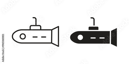Submarine icon set concept vector graphics for web UI