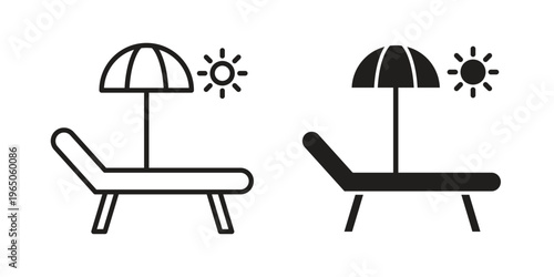 Sun bed icon set concept vector graphics for web UI