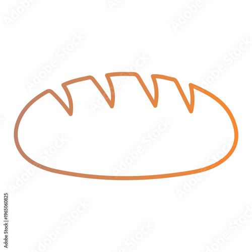 A simple orange line drawing of a loaf on white background