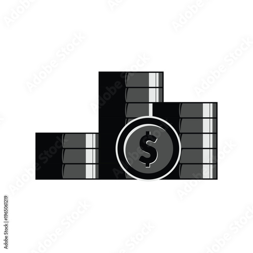 Stack of coins money icon in flat style.