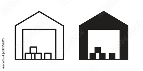 Warehouse icon set concept vector graphics for web UI