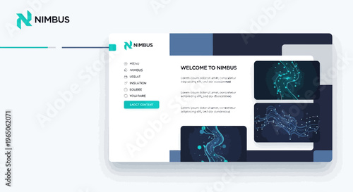 Nimbus UI Design: Modern Website Interface with Abstract Network Graphics