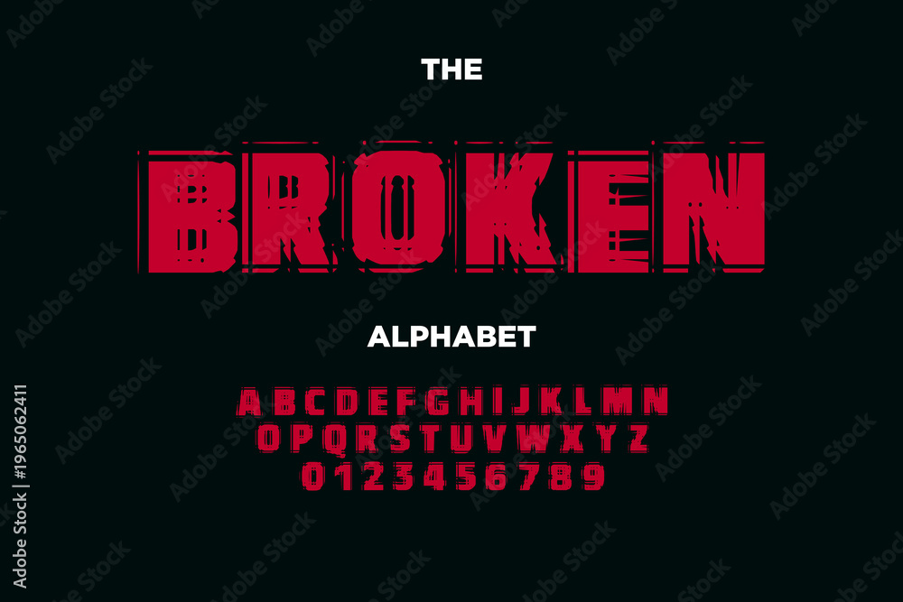 Fototapeta premium The Broken Alphabet Typography on Black Background