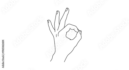 A simple line drawing depicting a hand making the ok gesture